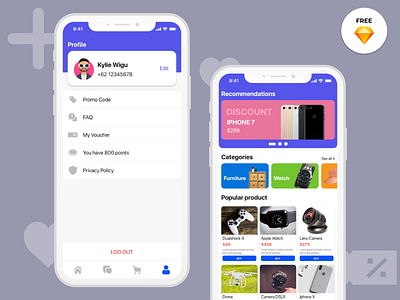 Likeshop ecommerce - Freebies app app design design ecommerce ecommerce app ecommerce design ecommerce shop free freebies interface ios iphone mobile design profile profile design ui ux