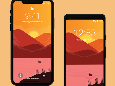Wallpaper Sunset android app design free freebies interface ios iphone landscape landscape design landscape illustration mobile mobile design ui ux wallpaper