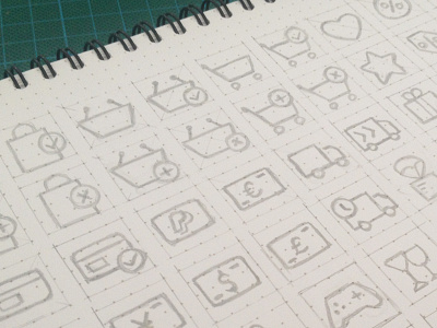 Ecommerce Icon Set cart delivery ecommerce icons interface pencil shopping sketch ui
