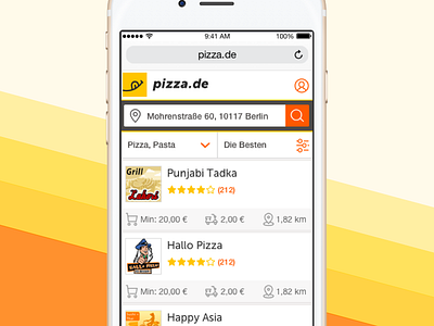 Pizza Mobile Website address filter food list mobile web ordering pizza portfolio restaurant sort ui ux
