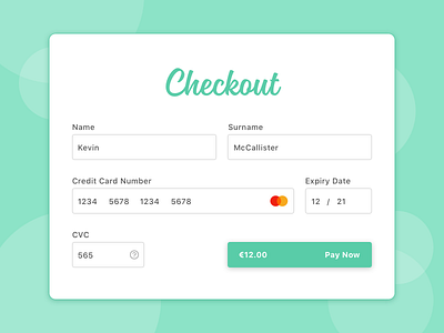 Credit Card Checkout Form
