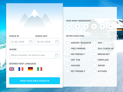 Ski Holiday Settings 007 booking chalet daily ui dailyui form holiday settings ski skiing winter