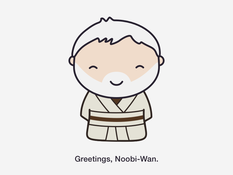 Noobi Wan onboarding disney cute chibi obi wan star wars illustration