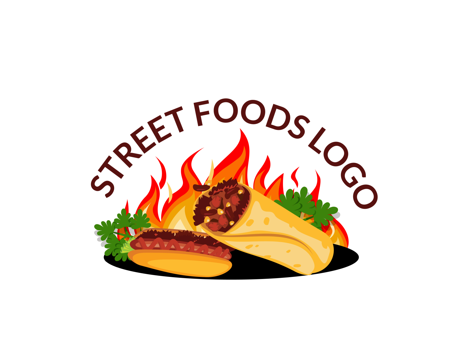 Street food logo vector on a dark background 5491057 Vector Art at Vecteezy