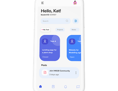 HNGi8 Student Dashboard (Mobile in-app) dashboard student tasks training