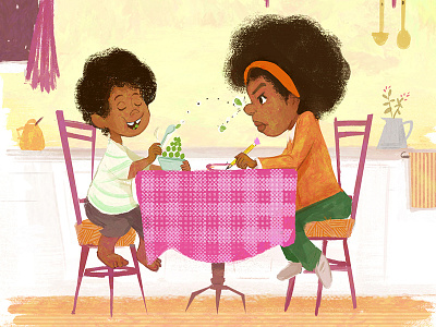 Marcy and Bobby african american childrens book illustration kids spot watercolor