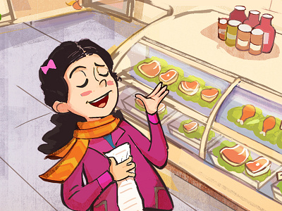 Thanksgiving shopping digital girl illustration magazine thanksgiving