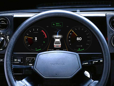 Retro Car Dashboard UI Concept automotive car car dashboard car ui design instrument interface retro speedometer tachometer ui ux