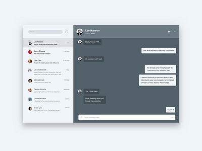 Direct Messaging UI chat messages messaging minimal ui ux web