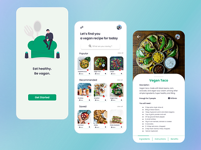 Vegan Food App colorful design figma figma design food app layout design mobile app mobile design trending ui uidesign vegan vegan food