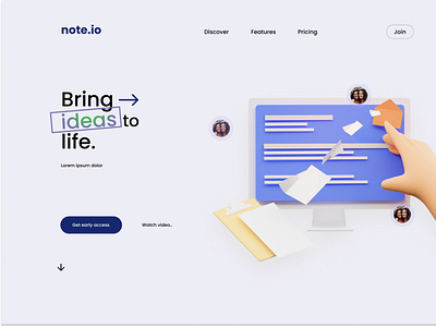 note.io Landing Page design ill illustration interface note ui ux