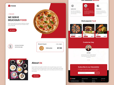 Foodie web page psd template design design landing page unbounce design web web design wix website wordpress design