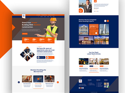 Construction website home page design construction design landing page unbounce design web web design wix website wordpress design