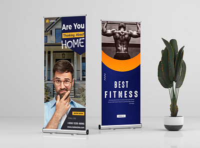 Roll-Up Banner Set Templates agency art banner beautiful business company connection corporate creative design eps gym roll up banner logo marketing modern multipurpose network real estate agency