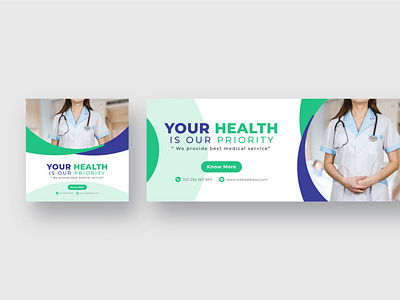 Social Media Banner Template ads banner care clinic deseases doctor editable health hospital instagram medical medical health medical promotion medical template medicine post prevention professional promo