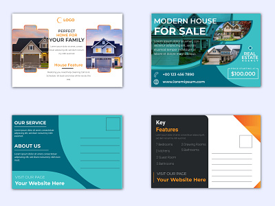 Real Estate Postcard advertisement agency agent broker commercial direct mail every door flyer home house leaflet lease loan marketing mortgage negotiator open postcard poster professional