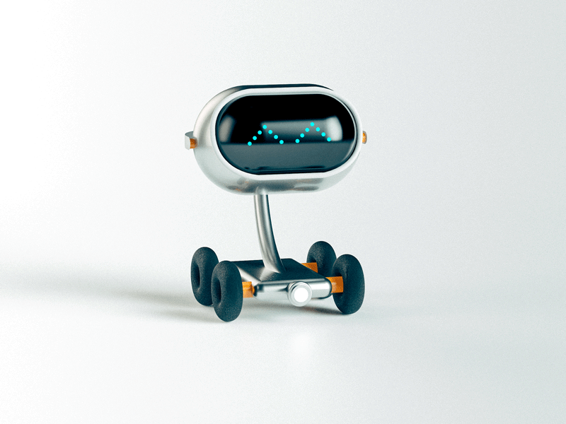 Blinking 3d animation c4d cinema metal model object render robot