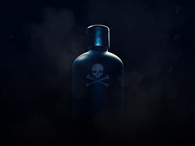 Poison 3d bottle c4d cinema model pirate product render