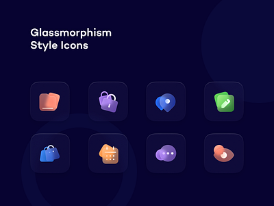 Glassmorphism Style Icons color glass glassmorphism icon minimal morden trend ui