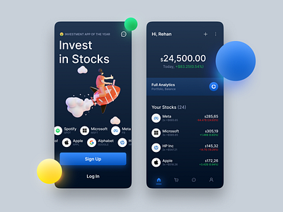 Stock Investment App business clean company dollar finance forex invest investing investor market mobile money stock trader trading ui wallstreet wealth