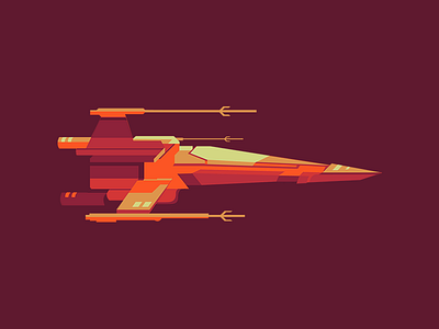 X-WING battle illustration illustrator pantone plane spaceship starwars vector x wing
