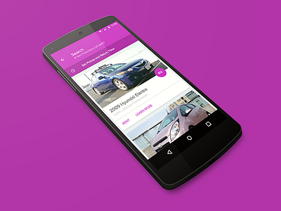 Material Design Exploration cards cars search android material design purple getaround