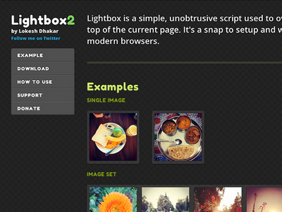 Lightbox2 page redesign black lightbox dark lime green