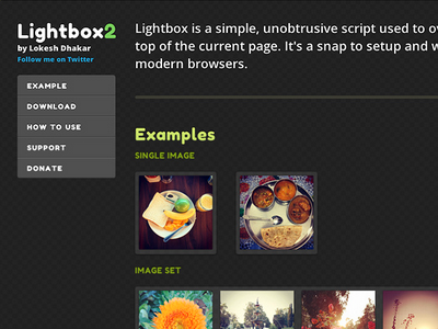 Lightbox2 page redesign black dark green lightbox lime