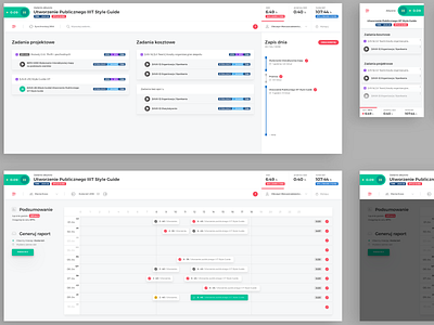 Time tracker app design layout light time tracking ui web white