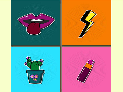 Stickers in the style of pop art app design illustration vector