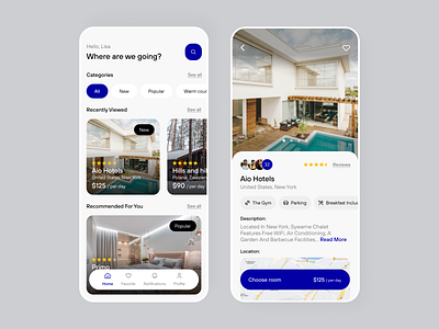 Hotel Booking App apartment booking booking app business design graphic design hotel hotel app hotel booking house minimal minimalist mobile mobile app reservations travel travelling trip ui ux