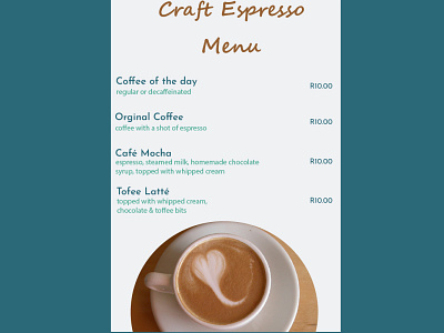 Daily UI Challenge #30 app cafe menu design illustration menu pricing typography ui ux