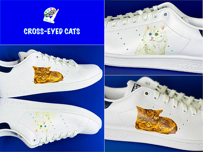 CROSS-EYED CATS branding cat art custom made custom shoes custom sneakers design graphic design illustration illustrator logo shoe art shoe artist shoe design shoe designer ui