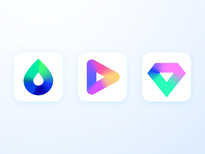 Icon Exploration II | Strokes & Gradients android app colors diamond drop gradients icon ios mobile play