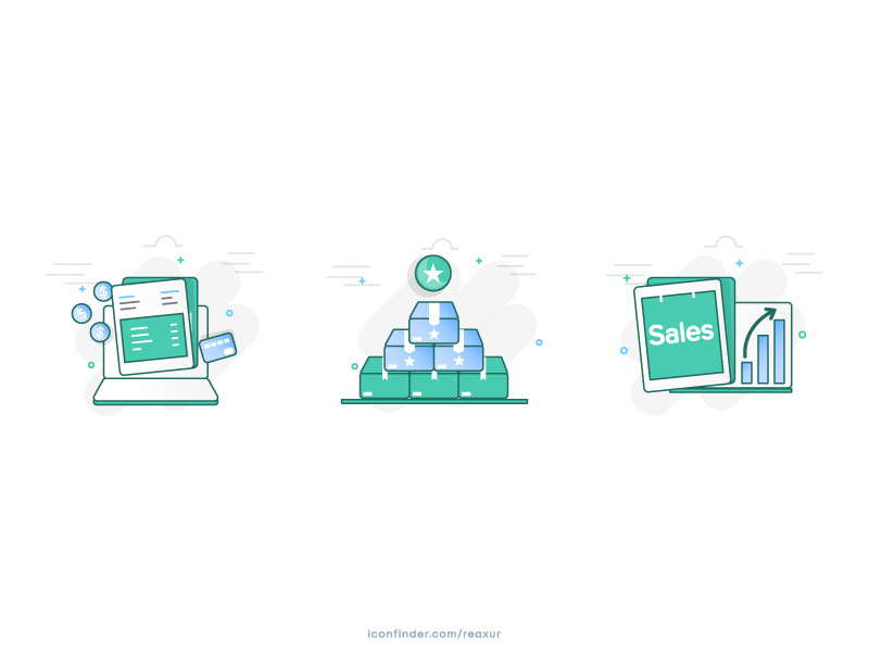 Some Icons on Iconfinder.com gradients flat reports shipping top-products credit-card online invoice