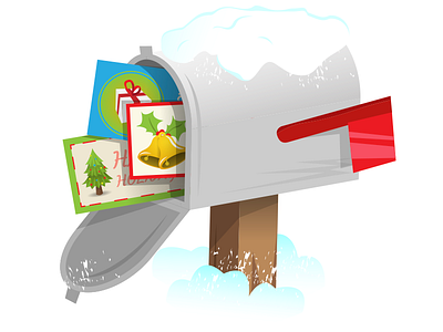 Super Festive Mailbox christmas holidays illustration mail mailbox postcard snow