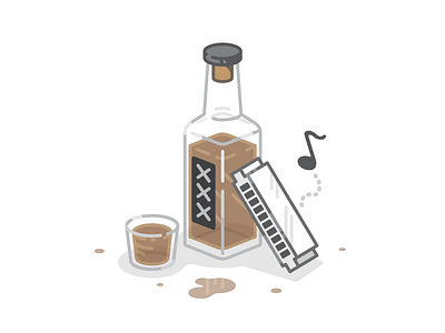 Whiskey and the Blues - Final blues booze illustration whiskey