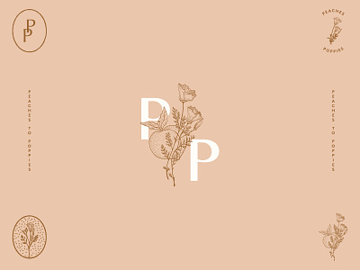 Peaches to Poppies branding flower logo illustrated logo logo logo inspiration logodesign peach poppy