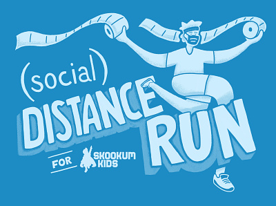 Skookum Kids (Social) Distance Run branding coronavirus hand drawn handmade logo mask race sketch textures