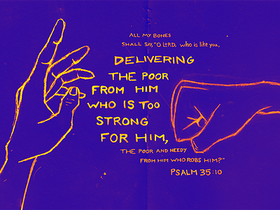 Verse of the Day: Psalm 35:10 blue calligratype drawing drawn hand illustration lines orange pencil sketch sketchbook yellow