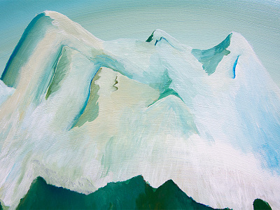 The Enchantments blue brush green ice illustration landscape mountain paint painting snow white wip