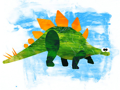 QT Baby Dino collage dinosaur googly eyes illustration paint stegosaurus texture vector