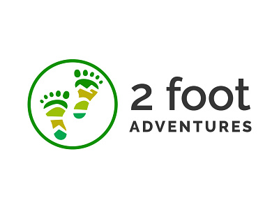 Final Logo for 2 Foot Adventures feet foot footprints green landscape logo vector