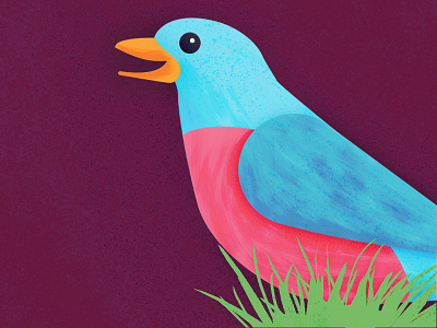 Springtime Robin bird blue paint pastel pink robin spring texture vector
