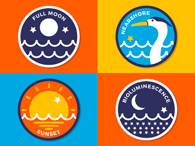 Paddle Patches bioluminescence blue heron moon orange patch sunset vector water water sport yellow
