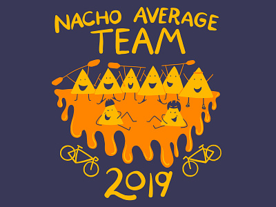 Nacho Average Team bike cheese cheesy chips drip friends illustration kayak nacho paddle run shirt team team sport two color design