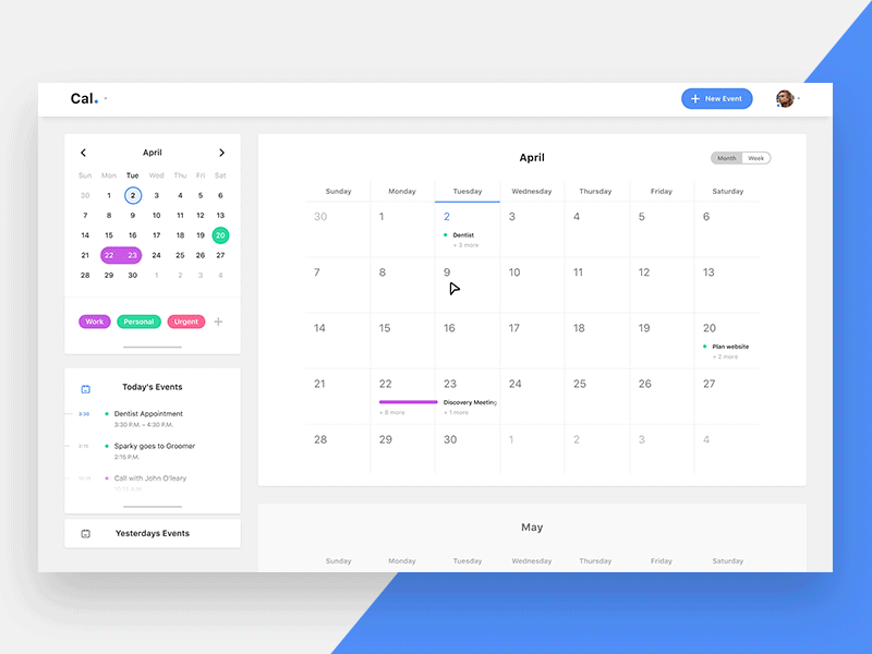 Calendar Desktop App app calendar categories date picker free gradient invision invision studio selection studio ui ux