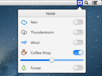 Noisli For Mac (Concept) mac menubar os x popover sketch.app ui