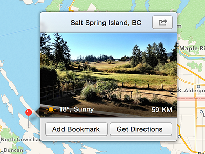 OS X 10.10 Maps.app Detail View (Concept) 10.10 hud interface design mac os x panel ui weather window