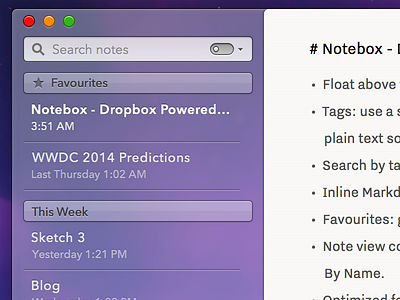 Notebox for Mac Progress (OS X 10.10 Concept) 10.10 dropbox interface design mac notes os x os x 10.10 ui